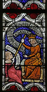 Window Depicting Psychomachia: Discretion and Boasting by French School